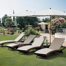 Pamapic 6-Piece Patio Chaise Lounge Set with Adjustable Backrest and Removable Cushion, Outdoor Poolside Lounge Chairs for Backyard, Porch, Garden, Beige
