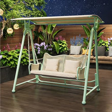 Outdoor Porch Swing with Removable Canopy, Patio Glider Chair with Chair Leg Bottom Protector, A-Shaped Triangular Support Frame, for Backyard, Lawn, Porch, Garden(F)