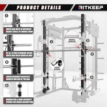 RitKeep Fitness PMAX 4750 Smith Machine Home Gym Combo Plus Black