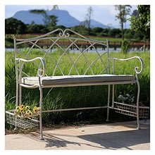 HHHJQFAAT Park Terrace Bench Outdoor Benches Weatherproof and Rust-Proof Cast Iron Retro Garden Bench 2-Seater Courtyard Bench with Storage Basket