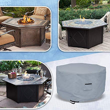 Octagon Fire Pit Cover 18 Oz Waterproof - 100% Weather Resistant Outdoor Fire Pit Table Cover with Air Pocket & Drawstrap for Snug Fit (40" H x 65" D, Grey)