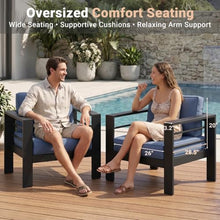 Solaste Aluminum Outdoor Loveseat with Coffee Table,2 PCS Patio Furniture Set with Cushions, All-Weather Outdoor Patio Sofa Sets for Balcony, Deck, Backyard, Porch, Garden, Blue