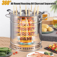 piudoiliy Smokeless Charcoal Smoker Grill, Vertical Barbecue Stove,with 360 Degrees Roasting Rack,for Camping and Outdoor Cooking (30 * 30 * 41cm)