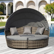 ZSLKDL Pc Rattan Patio Furniture Set,Round Convertible Daybed Or Sunbed,Sectional Outdoor Sofa
