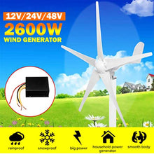12/24/48V 2600W AC Permanent Wind Turbine Generator 5-Blades Household Power Generator W/Controller for Solar Streetlight 48v (12v)