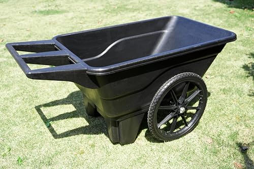 Heavy-Duty Wheelbarrow 7 1/2 Cu Ft,330 Lbs Load Capacity, Structural Foam HDPE,All-Weather, Dump Wagon,Yardwork/Landscaping/DIY Projects, Durable/Weather Resistant, Black
