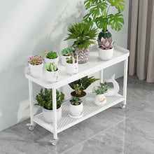 Plant Stand Metal 2 Tier Nordic Fresh Flower Pot Stand Indoor Outdoor Planter Display Shelving Movable Plant Shelf Modern Cream Style Flower Rack Multifunctional Storage Rack For Garden Corner
