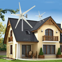 AISINILALAO Low Noise 500W-800W Vertical Wind Turbine, 12V-220V Household and Efficient Solar Cell System 5 Blade Wind Power Generator Kit(White),48v