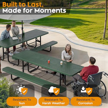 OUTTANS Commercial Metal Picnic Table (Green, 8' Rectangular, Punched)