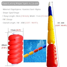 Pool Divider for Shallow And Deep End, 98 72 56 32 20 10 3 FT Floating Pool Safety Swim Lane Lines/ Bright Red Blue White Yellow Floats Buoy Rope Kit for Above Ground Pool Dividing Dangerous Areas ( C