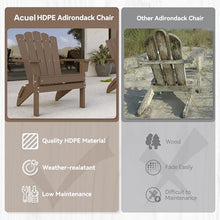 ACUEL HDPE Folding Adirondack Chairs Set of 4, Heavy Duty Weather-Resistant Patio Chairs with Wide Armrests & Ergonomic High Back, Fire Pit Seating for Backyard, Garden, Porch (Brown)