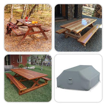 Covers & all Picnic Table Cover, 18 Oz Heavy Duty Waterproof UV & Weather Resistant Protector Outdoor Patio Bench Outside Furniture Cover with Air Vents & Drawstrings (98”L x 63”W x 37”H, Gray)