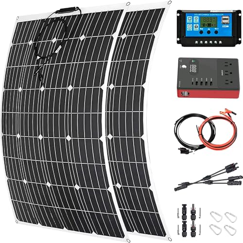 600 Watt Solar Panel Kit, with Inverter & Charge Controller(40A) 2pcs 300 Watt Flexible Monocrystalline Solar Panel kit Photovoltaic Module for 12-48V Battery Charging Car Battery Camper RV