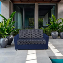 FDP Outdoor Modular Club Sofa Featuring Sunbrella Fabric - Weather-Resistant, Fade-Resistant, Assembled Patio Furniture with Cover Included for Backyard, Poolside Seating - Indigo/Canvas Navy