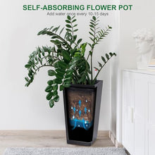 Merxent 22.4 Inch Tall Planter Set of 2, Indoor ＆ Outdoor Black Taper Planter with Shelf Insert, Self-Absorbing Plastic Flower Pots, Large Resin Plant Pots for Outdoor Plants and Front Porch Decor
