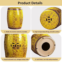 Ceramic Drum Table,Ceramic Drum Stool,Decorative Ceramic Garden Stool, Glazed Hollow Floral Shoe-Changing Stool Drum Stool, Suitable for Outdoor Garden,(Green)
