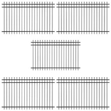 Fencer Wire Pack of 5 Heavy Duty Pinnacle Fence Barrier Panel, 5FT Height X 8FT Width Anti-Rust Metal Fencing Panel, 2” Diameter Steel Outdoor Decorative Garden Fence Panel