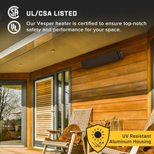 Big Ass Fans Vesper - Hardwired Electric Infrared Heater, Indoor/Covered Outdoor Spaces, Adjustable Angle Wall/Ceiling Mount, Black Extruded Aluminum