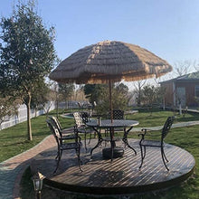 USZWBY 2.4M Beach Straw Umbrella,Folding Outdoor Decorative Parasol,Hawaiian Thatched Umbrella,Tiltable Shade,Natural Color,Suitable for Garden,Balcony,Backyard