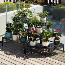 JOTDPFRYK Black Semicircle Plant Shelf 3 Tier Plant Stand Floor Standing Flower Pot Rack Metal Stair-Step Flower Rack Corner Shelf Planters Quarter Round Display Holder for Balcony Garden Courtyard