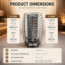 MASTLOUFUL Electric Sauna Heater, Stainless Steel Floor-Standing Tower with Open Stone Basket for Traditional Home Sauna Rooms and Indoor Cabins, 3kW 6kW