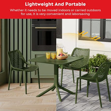 Costaelm 5-Piece Outdoor Dining Set, HDPE Patio Square Bistro Table and Stackable Chairs Sets for 4, Outdoor Furniture All Weather for Backyard Poolside, Olive Green