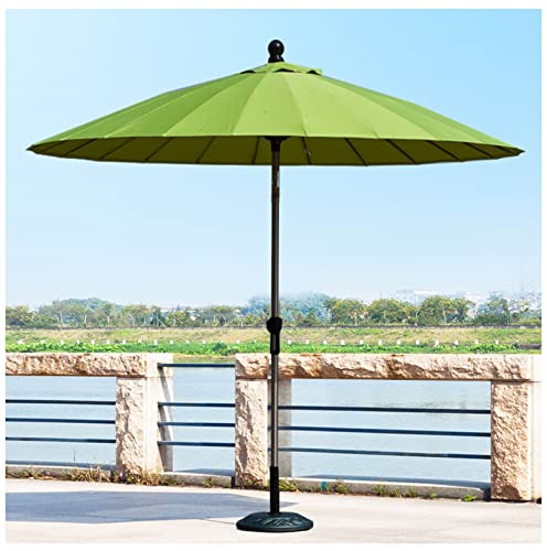 ARGENTFLUX 9ft/270cm Large Garden Parasol Outdoor Market Table Umbrella, Round Parasol with Tilt Adjustable and Crank, Aluminum Sunshade Umbrella(Green)