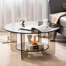 RKUVPAE Coffee Table, Round Acrylic Coffee Table, Multifunctional Side Table Coffee Table, Simple and Sturdy, Suitable for Living Room, Balcony, Garden, Etc.,Black