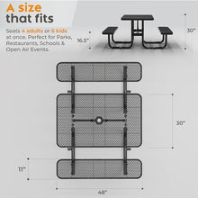 OUTTANS Commercial Metal Picnic Table (Black, 4' Rectangular)
