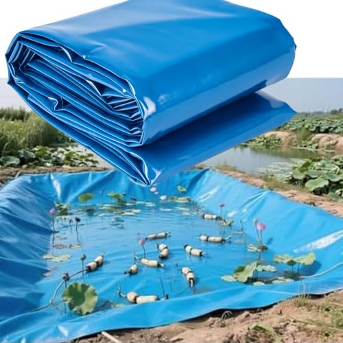 Gaommini Outdoor Pond Liners Sealing Film Damp Proof Membrane 3x7m 5x6m 7x8m 8x10m 10x12m Heavy Duty HDPE Preformed Liners for Koi Ponds & Water Gardens, Blue(32.8x39.3ft)