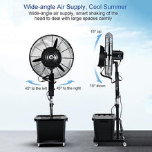 JCSRYD Outdoor Misting Fan Portable Misting Fan with 90 Degree Oscillation, 3-Cooling Speed Misting Fan with High RPM, 10 Gal Standalone Tank (Color : 110V, Size : 61cm/24in)