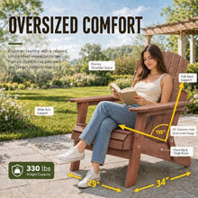 EXPEAK Oversized Wooden Folding Adirondack Chairs Set of 6, Hemlock Wood Patio Fire Pit Chairs with Pre-Assembled Backrest & Seat Board, Outdoor Lounge Chair for Backyard Garden Porch Deck, Brown