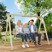 Outdoo Chic Wooden Garden Swing Chair, 726LBS Heavy Duty, Sturdy Wooden Frame & Weather Resistant, Comfortable Seating Structure, Anti-Rust Design, Easy Assembly for Patio, Backyard, Porch and Garden