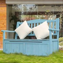Laohucai 48.8 Inches Outdoor Garden Bench, Storage Bench, Solid Wood Patio Park Bench with Backrest, Arch Legs for Porch, Lawn, Yard(C)