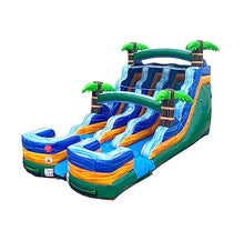 TentandTable 15FT Commercial Inflatable Double Water Slide, Tropical Green