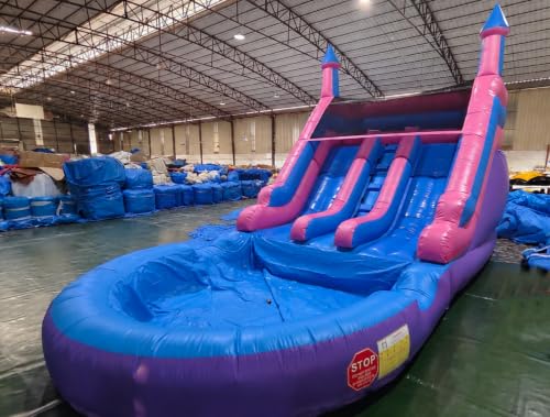 Commercial Water Slide for Adult Dual Slide Inflatable Water Slides with Big Pool, 0.45MM Thick PVC Made 1100W UL-Certified Safety Blower, Home/Rental Business Outdoor Backyard, 21x11x13.5FT