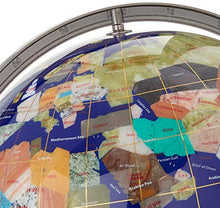 Unique Art Since 1996 Floor Standing Blue Lapis Gemstone World Globe 36x13 Inch with Silver Tripod