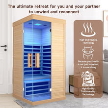 HAOYAYA Indoor Far Infrared Sauna Canadian Hemlock Single Person Spa with Oxygen Bar, 7 Color Therapy, 1420W Low-EMF