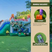 XJUMP T-Rex Dinosaur Inflatable Water Slide Bounce House Green