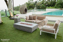 Elementi Hampton Gas Fire Pit Cast Concrete Fire Table, Outdoor Fire Pit Electronic Ignition | Canvas Cover, Lava Rock Included | Free AMS Wind Guard | Light Gray (Natural Gas)