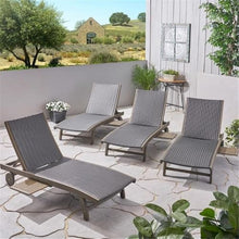 Afuera Living Outdoor Wicker and Wood Chaise Lounge Set of 4 Grey