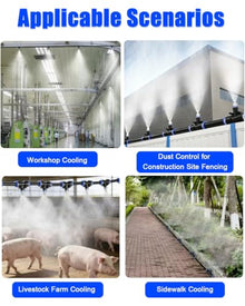 Oracra Brass Mister Spray Nozzles for Cooling, 10 20 50 65 100 150 m Mist Irrigation Hose Equipment, Universal Lawn Watering Sprinkler System for Outdoor