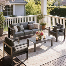 Solaste 5-Seaters Aluminum Outdoor Patio Furniture Set, Patio Sectional with 5" Thick Cushion, Outdoor Furniture with Coffee Table, Patio Sofa for Porch, Backyard, Deck, Yard, Dark Grey