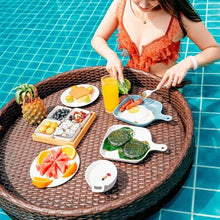 Round Floating Tray Drink Float Tray - Brown Woven Hot Tub Side Table for Drinks and Breakfast, Multipurpose Water Tray, 80 * 20Cm - Black.,Brown-60 * 20cm