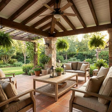 Outdoor Escape Beige Outdoor Coffee Table with Solid Teak Wood Frame, Polyolefin Rope Upholstery, Single Shelf, Transitional Design