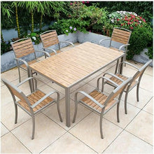 KUYBTU Patio Dining Set Outdoor Aluminum Patio Table and Chair Set - 7 Piece, Suitable for Garden/Courtyard, Chairs are Stackable for Storage, 150X90X72Cm