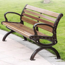 TBLOTYD Modern Outdoor Park Bench - 71" Corrosion Resistant Metal Frame, Light Brown Wooden Seating with Backrest, Ideal for Patio, Lawn, Yard, Porch - Stylish Garden F