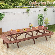 Zevemomo 14-16 Person Wood Picnic Table, Rectangular Top with Umbrella Hole