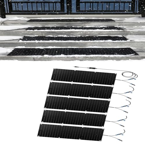 IOUYUP Snow Melting Walkway Mat - Non-Slip Outdoor Rubber Mat with Power Cord for Winter Snow Removal(25.4x76.2cmx5Pcs)
