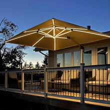 OROTLECT 12' x 9' Rectangular Thicker Pole Solar Lights Cantilever Umbrella With Base,Beige